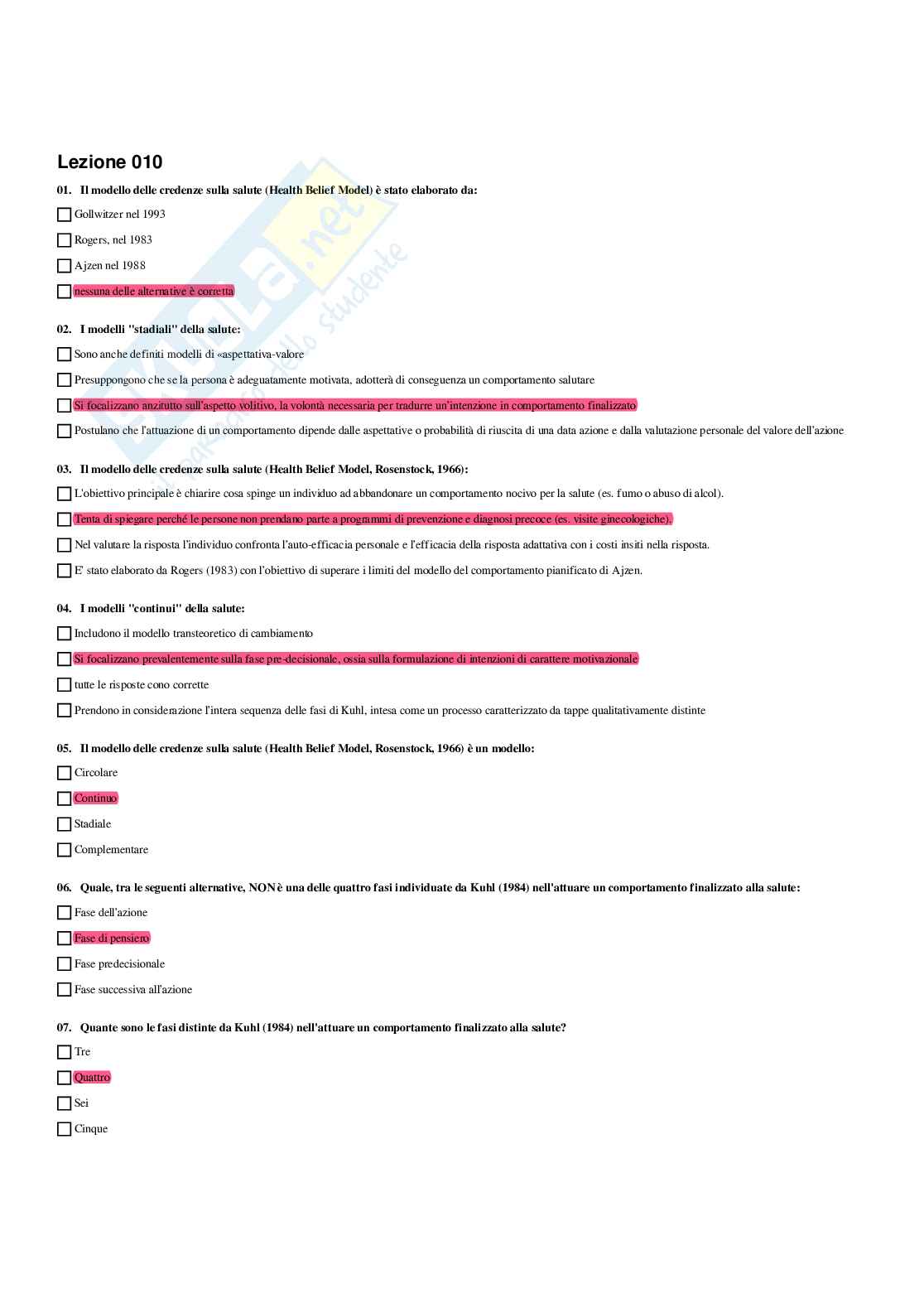 Paniere Psicologia della salute - Risposte multiple - aggiornato (2026) Pag. 11