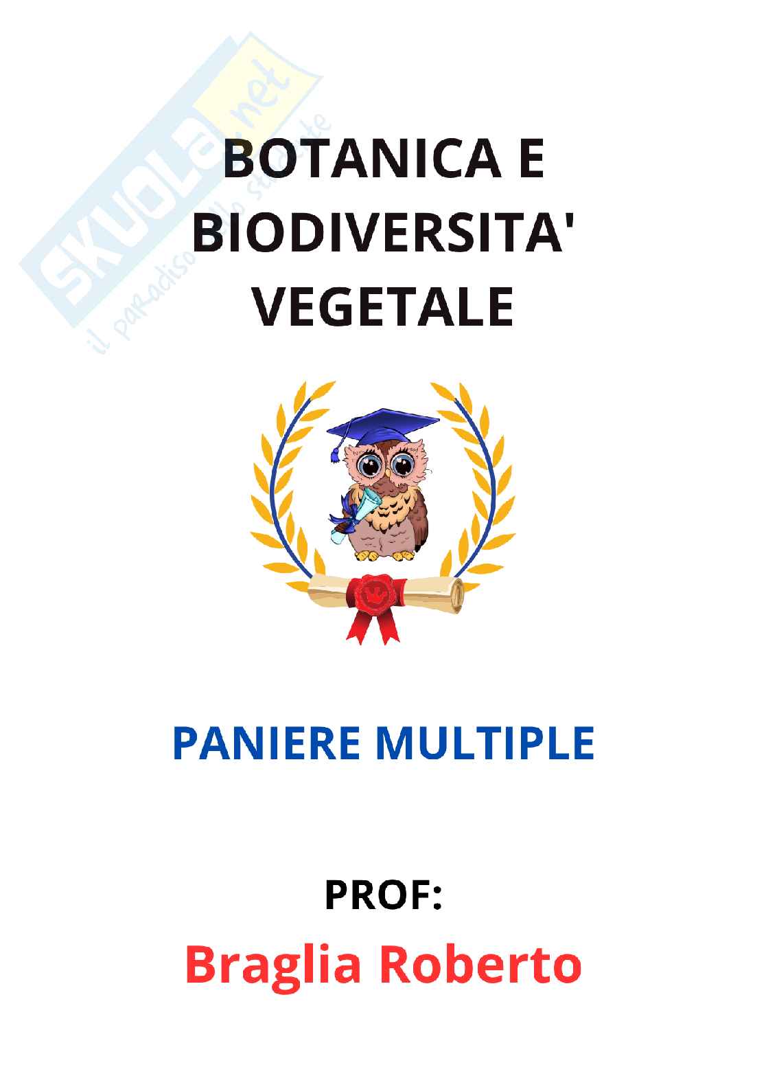 Paniere Botanica e biodiversità vegetale - Risposte multiple - aggiornato (2026) Pag. 1