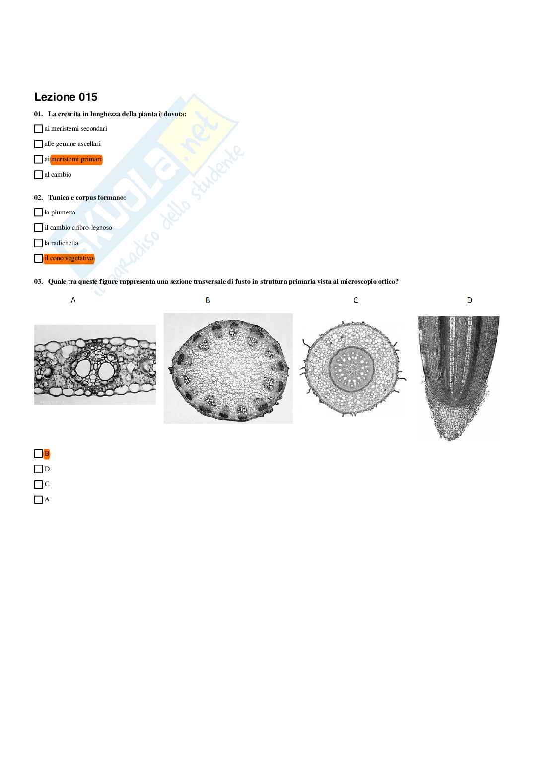 Paniere Botanica e biodiversità vegetale - Risposte multiple - aggiornato (2026) Pag. 21
