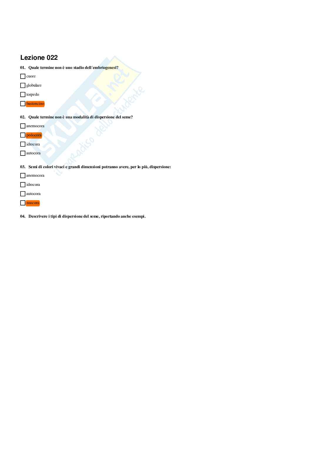 Paniere Botanica e biodiversità vegetale - Risposte multiple - aggiornato (2026) Pag. 31