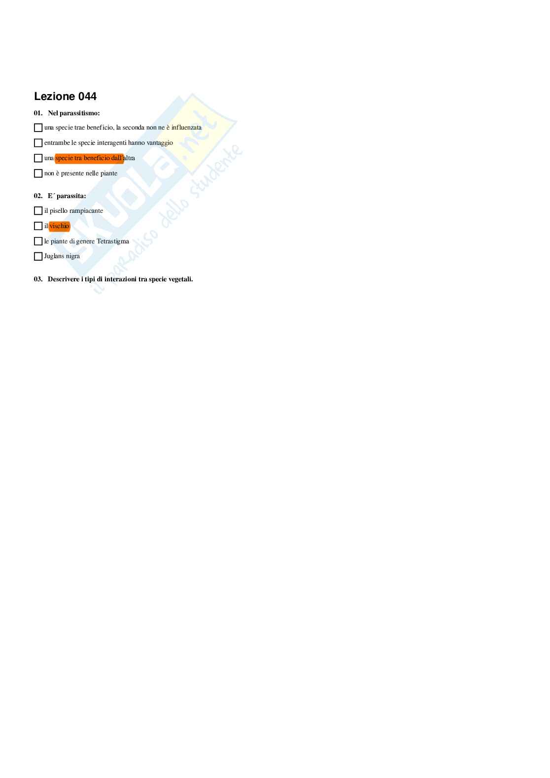 Paniere Botanica e biodiversità vegetale - Risposte multiple - aggiornato (2026) Pag. 56