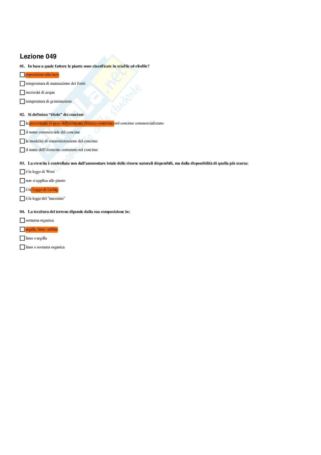 Paniere Botanica e biodiversità vegetale - Risposte multiple - aggiornato (2026) Pag. 61