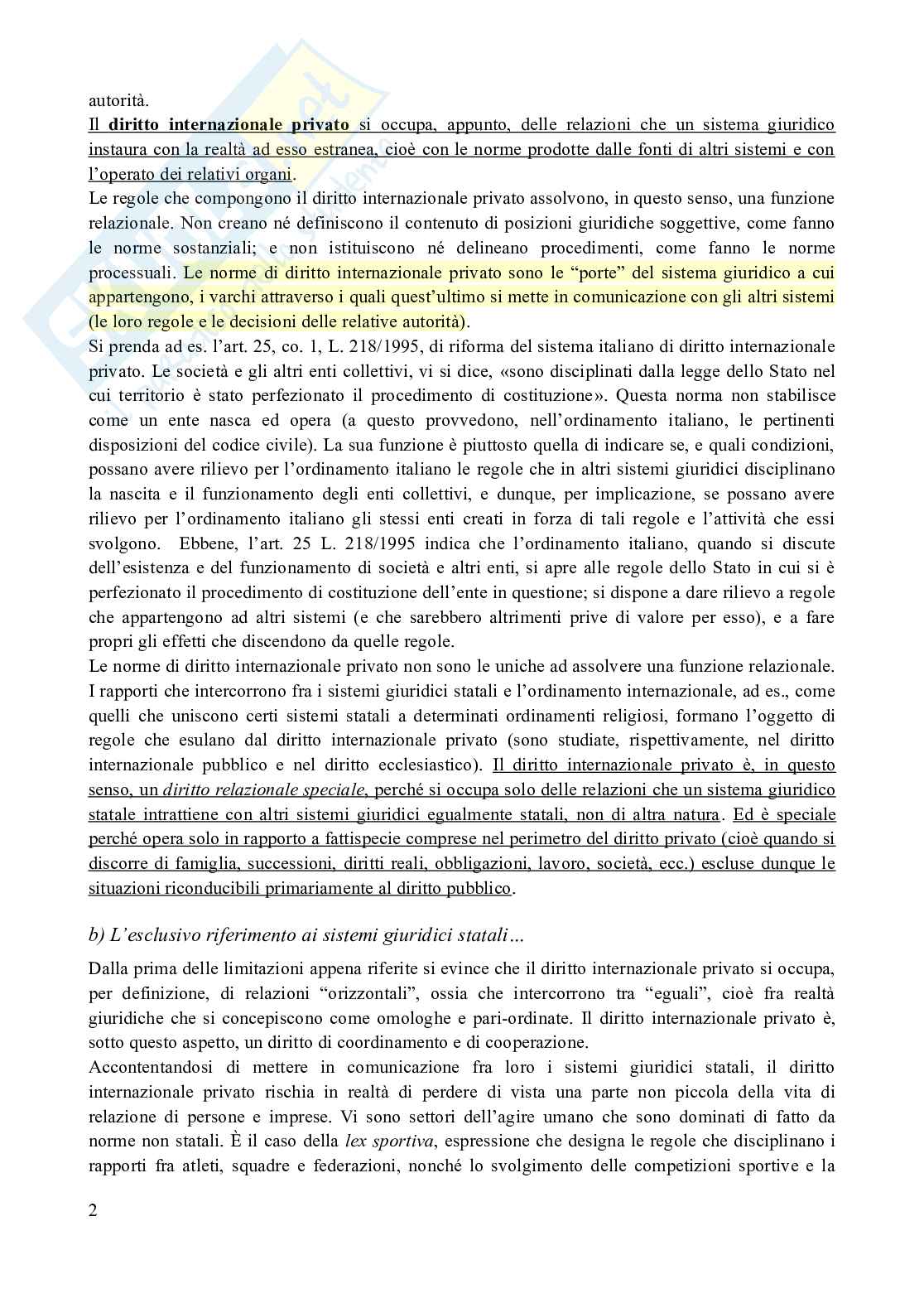 Riassunto esame Diritto internazionale privato, Prof. Franzina Pietro, libro consigliato Introduzione al diritto Internazionale privato (2^ edizione, 2023), Franzina Pag. 2