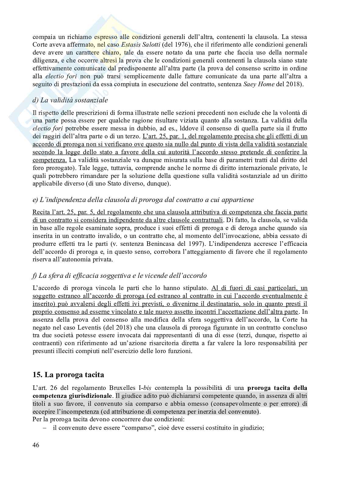 Riassunto esame Diritto internazionale privato, Prof. Franzina Pietro, libro consigliato Introduzione al diritto Internazionale privato (2^ edizione, 2023), Franzina Pag. 46