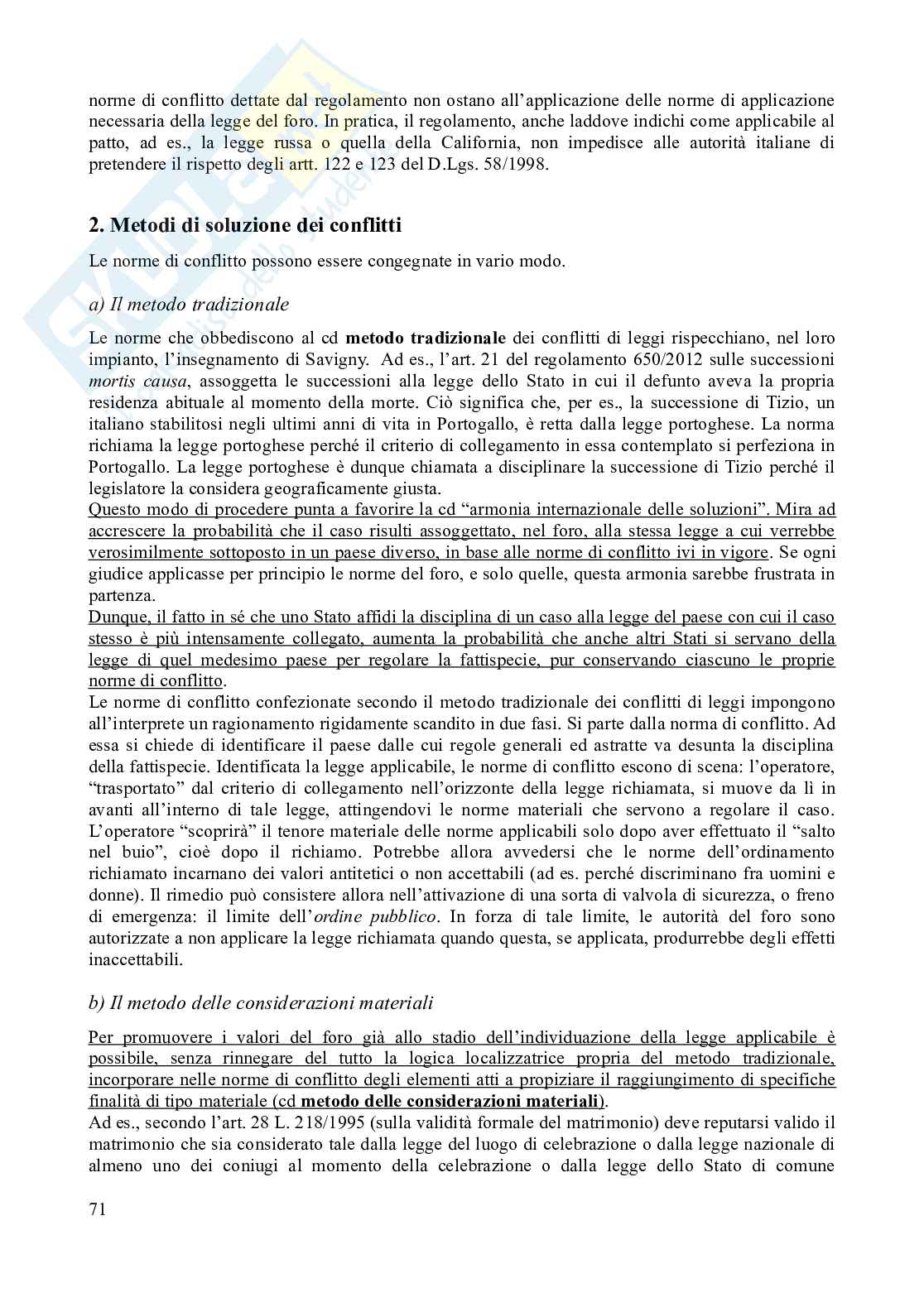 Riassunto esame Diritto internazionale privato, Prof. Franzina Pietro, libro consigliato Introduzione al diritto Internazionale privato (2^ edizione, 2023), Franzina Pag. 71