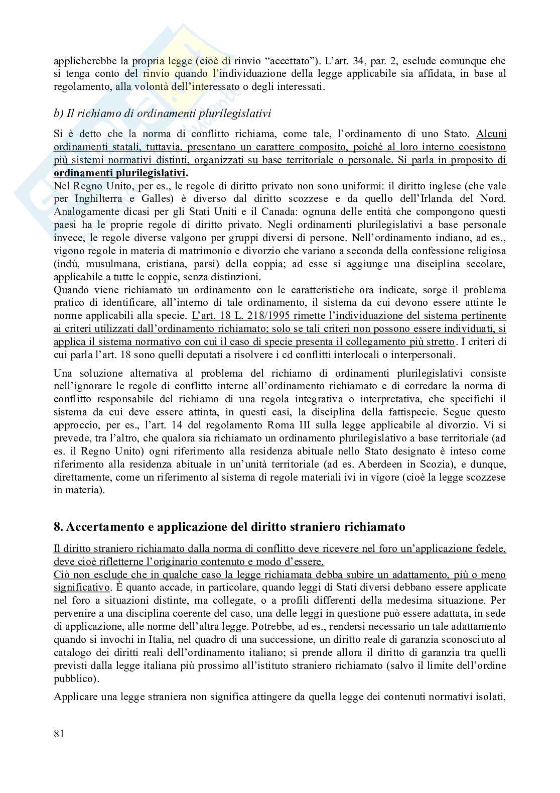 Riassunto esame Diritto internazionale privato, Prof. Franzina Pietro, libro consigliato Introduzione al diritto Internazionale privato (2^ edizione, 2023), Franzina Pag. 81