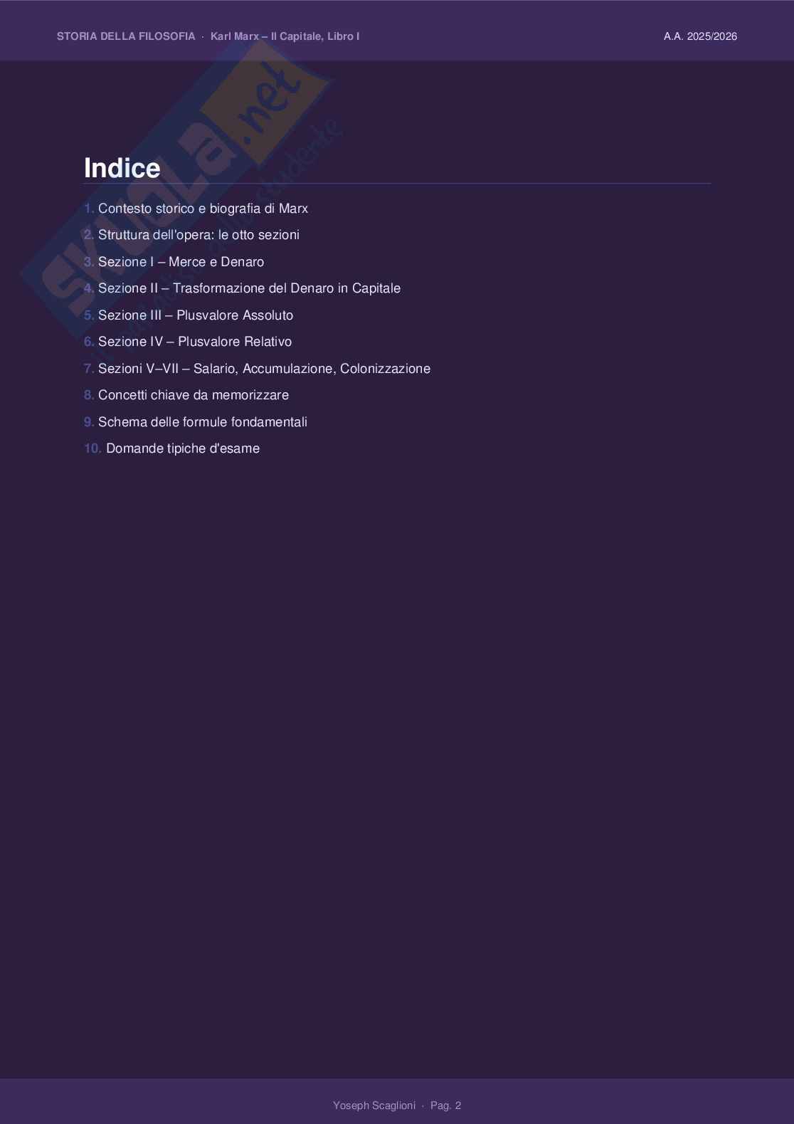 Riassunto esame Storia della filosofia , Prof. Morfino Vittorio, libro consigliato Il Capitale , Marx Pag. 2