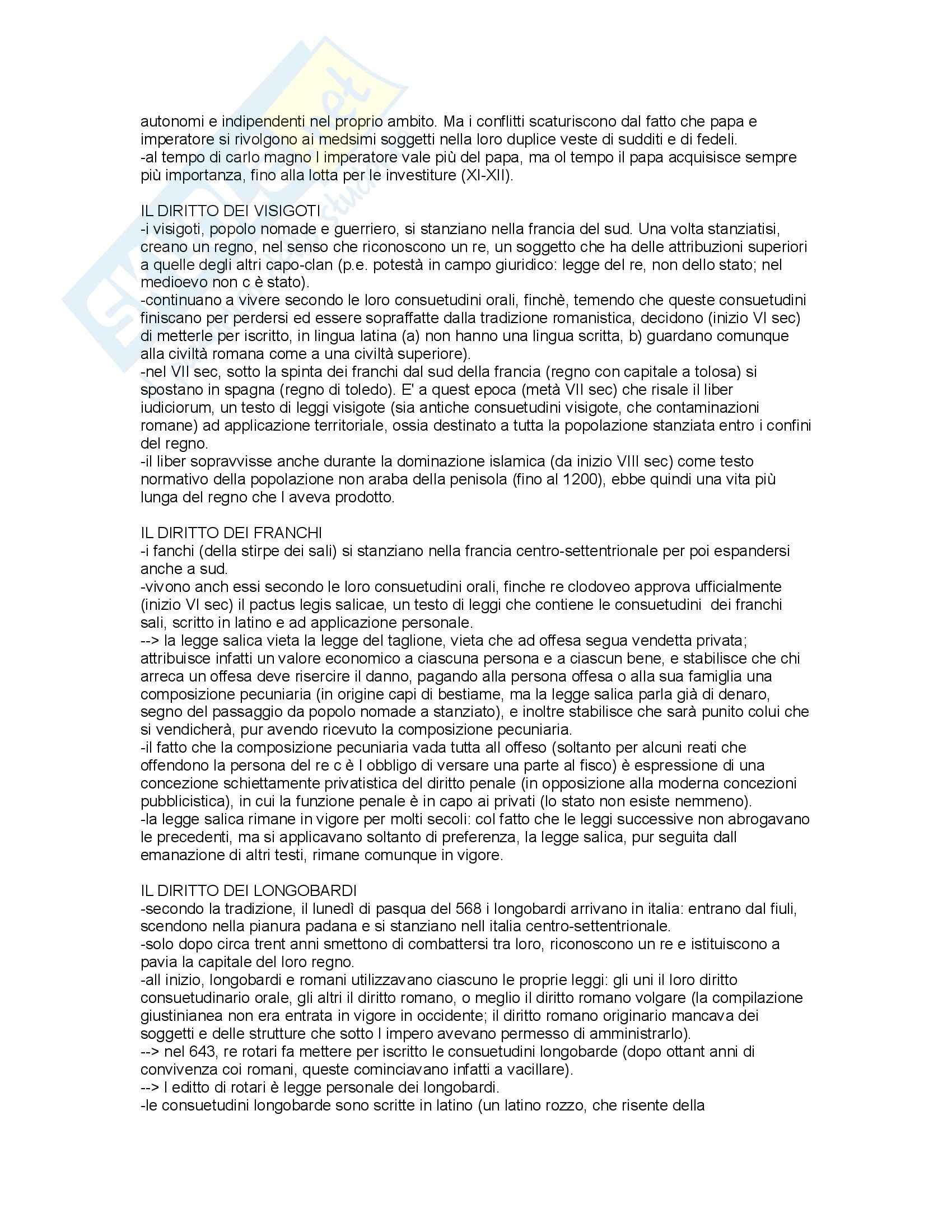 Storia del diritto in Europa - Padoa Schioppa - Riassunto esame, prof. Miglierino Pag. 2