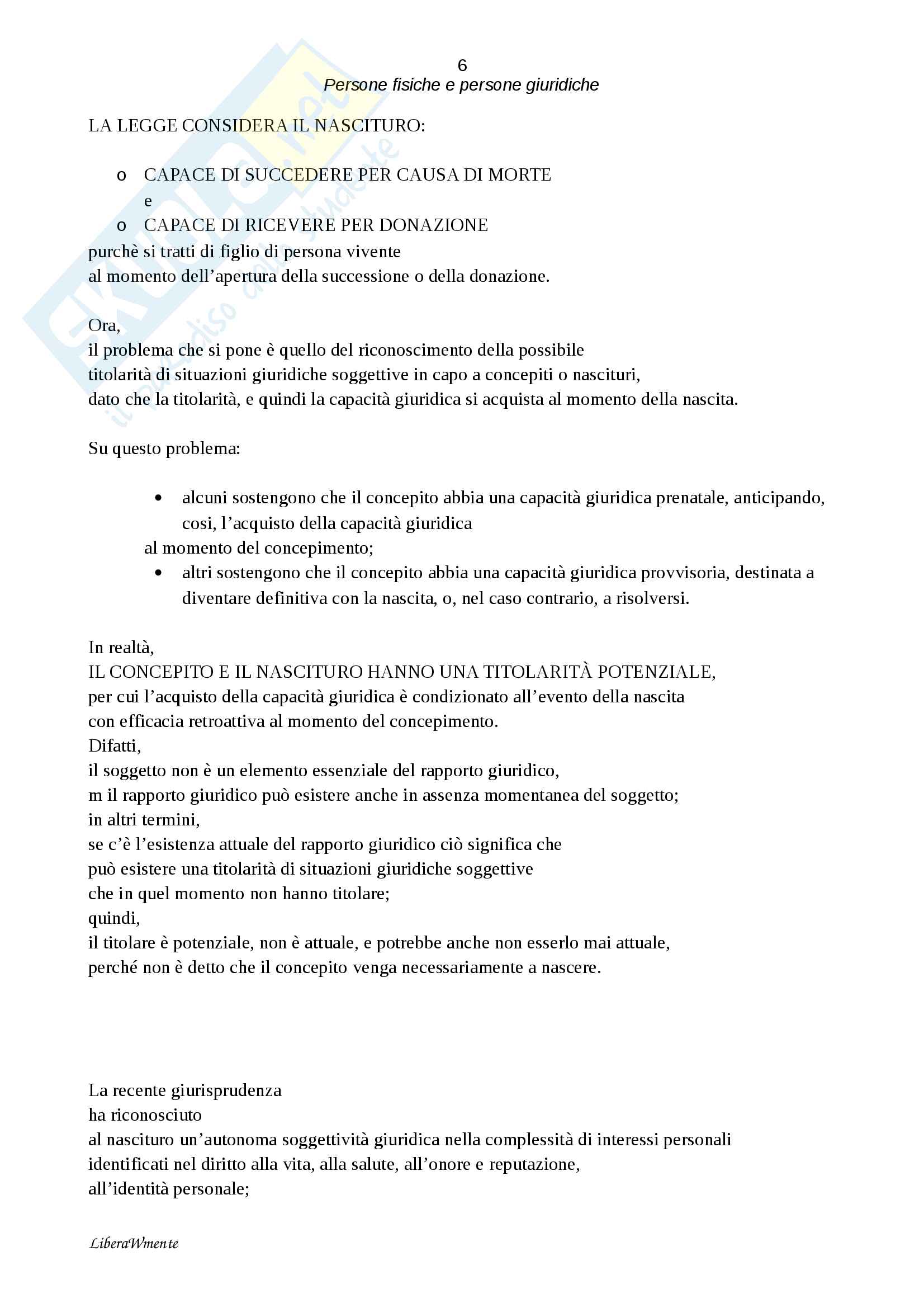 Riassunto esame diritto privato, prof. Caterini, libro consigliato Manuale di diritto civile, Perlingeri (Parte 2: "Persone fisiche e persone giuridiche") Pag. 6