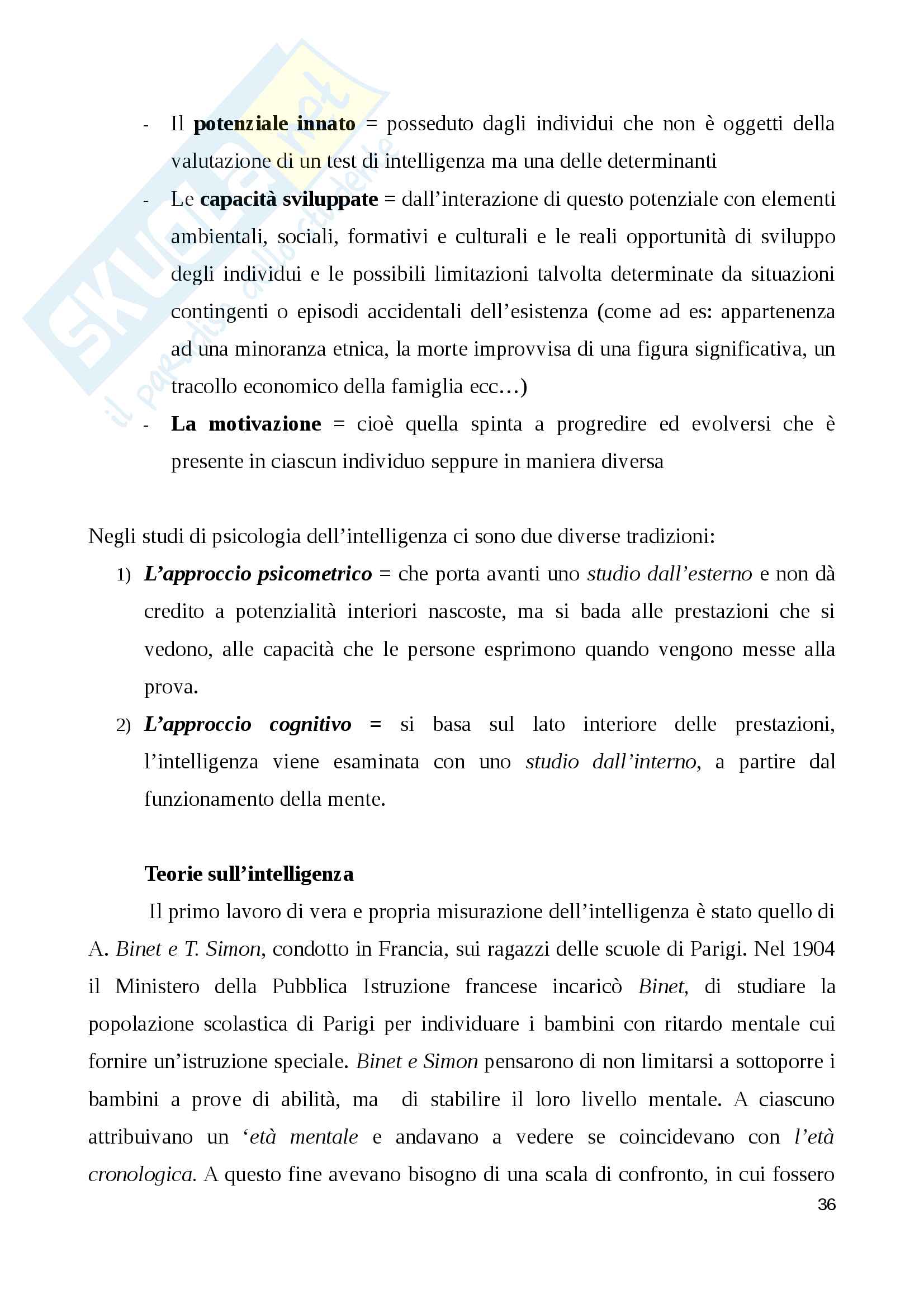 Riassunto esame psicologia clinica dello sviluppo, prof. Filippello, libro consigliato Metodi e strumenti della valutazione in psicopatologia dello sviluppo Pag. 36