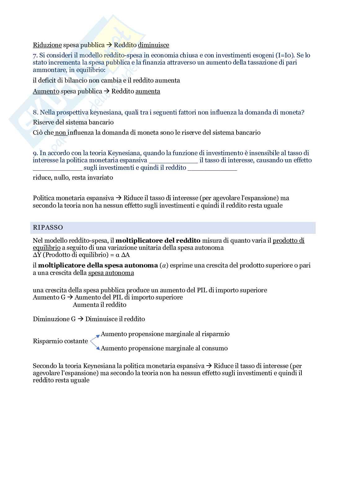Domande a risposta multipla di economia politica II Pag. 31
