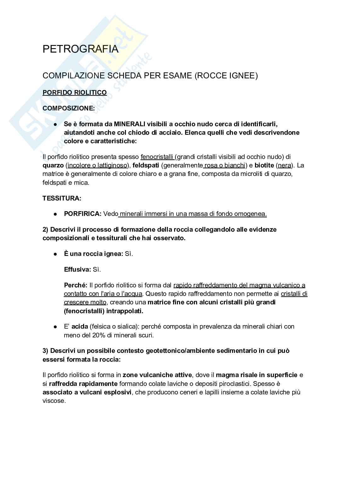 Appunti di Petrografia per il riconoscimento delle rocce Pag. 1
