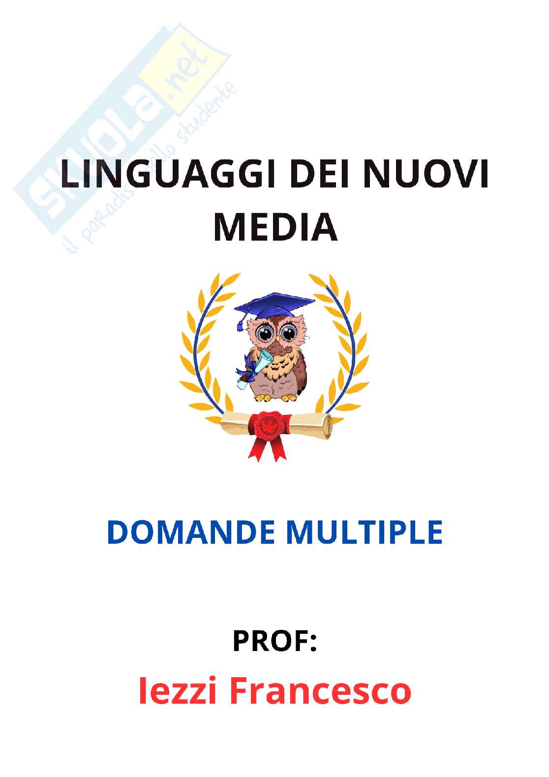 Paniere Linguaggi dei nuovi media - Risposte multiple - aggiornato (2026) Pag. 1