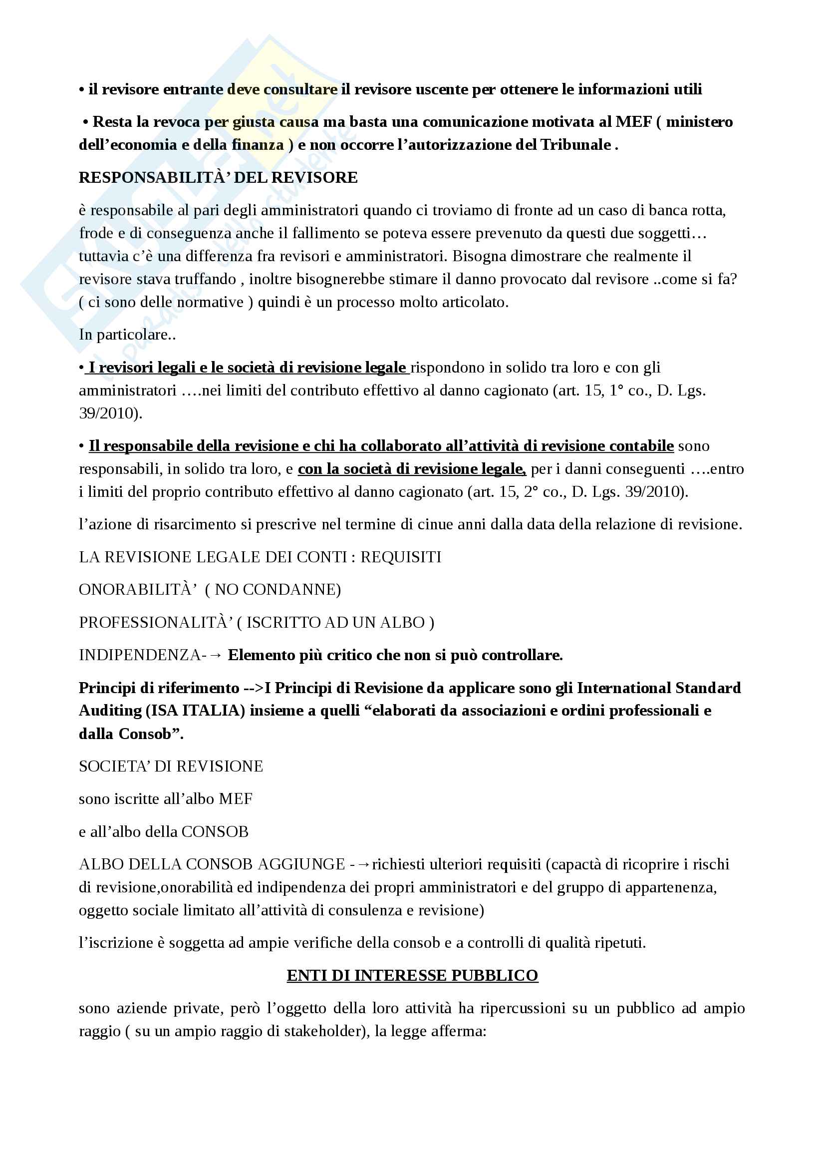 Introduzione alla revisione, tipologie, EIP, Controllo interno ed esterno Pag. 6