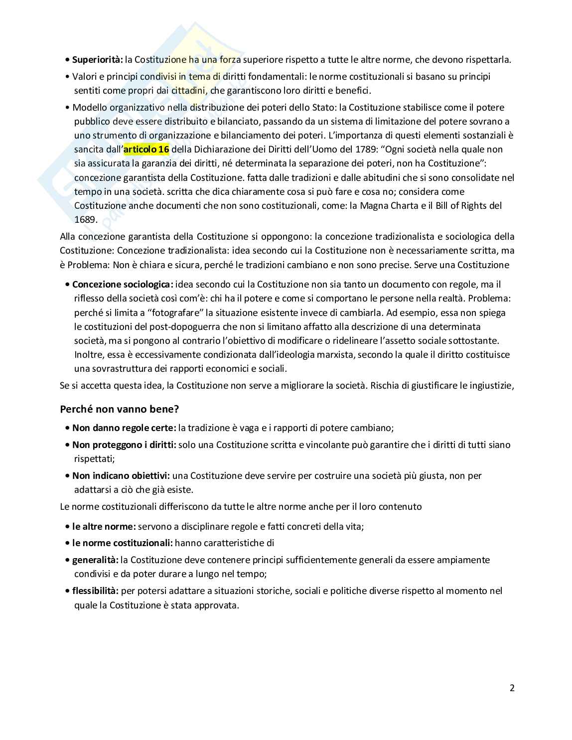 Riassunto esame Diritto costituzionale, Prof. Randazzo Barbara, libro consigliato Diritto costituzionale , Pisaneschi Pag. 2