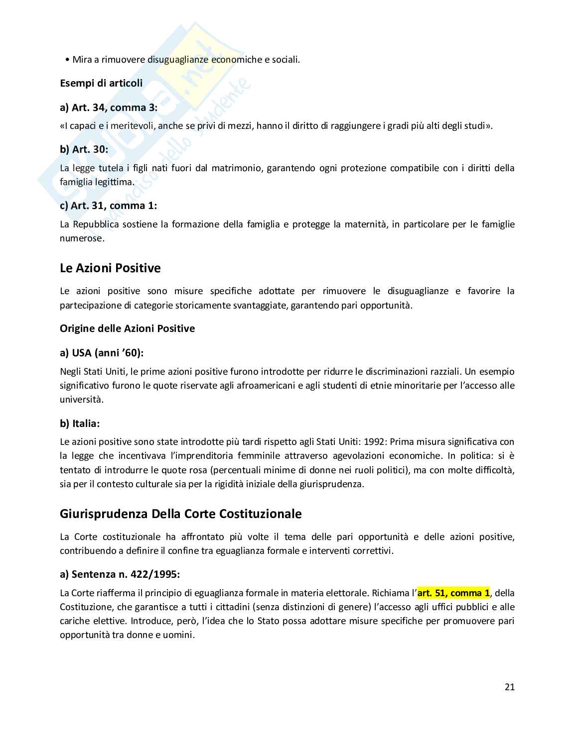 Riassunto esame Diritto costituzionale, Prof. Randazzo Barbara, libro consigliato Diritto costituzionale , Pisaneschi Pag. 21