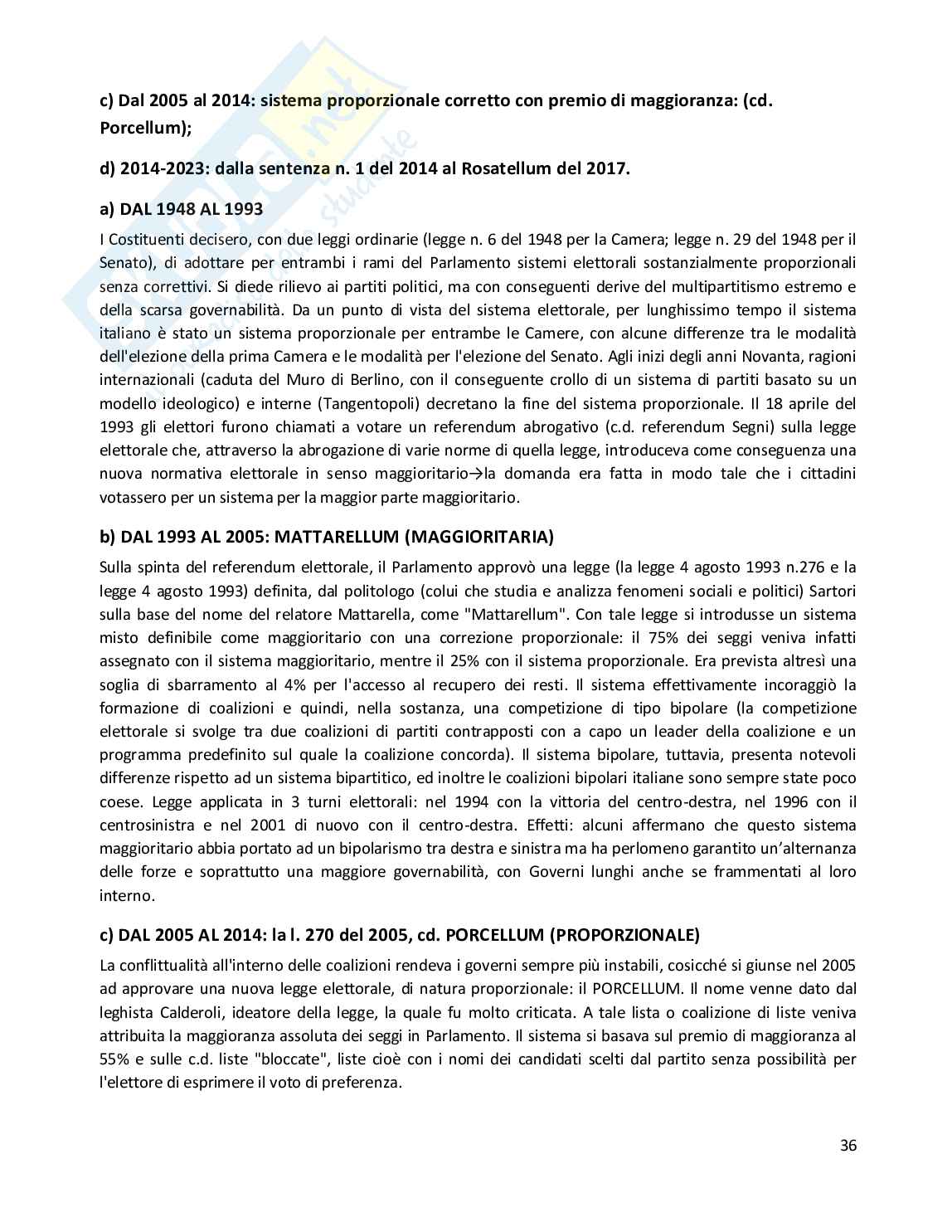 Riassunto esame Diritto costituzionale, Prof. Randazzo Barbara, libro consigliato Diritto costituzionale , Pisaneschi Pag. 36
