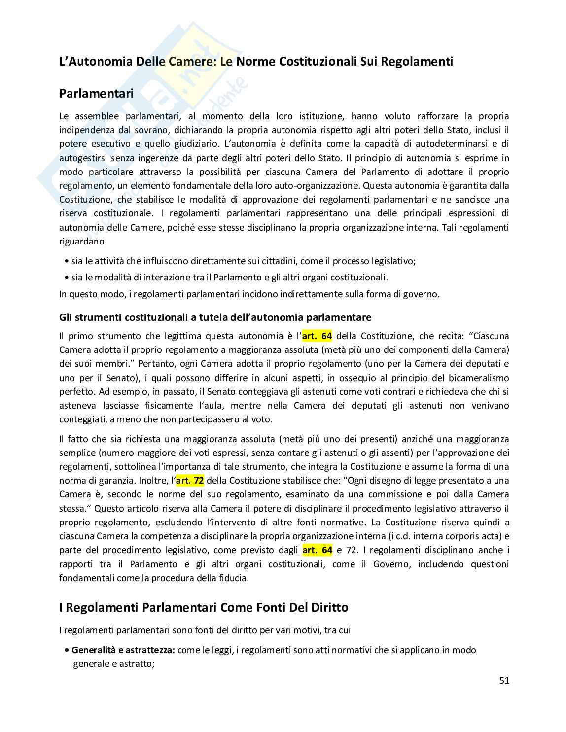 Riassunto esame Diritto costituzionale, Prof. Randazzo Barbara, libro consigliato Diritto costituzionale , Pisaneschi Pag. 51