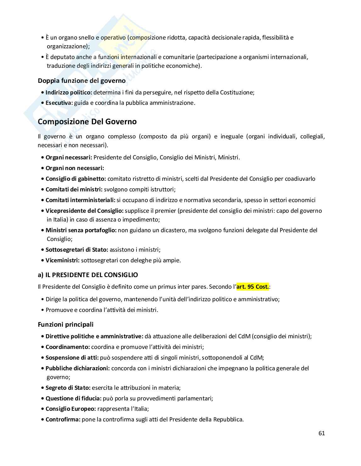 Riassunto esame Diritto costituzionale, Prof. Randazzo Barbara, libro consigliato Diritto costituzionale , Pisaneschi Pag. 61