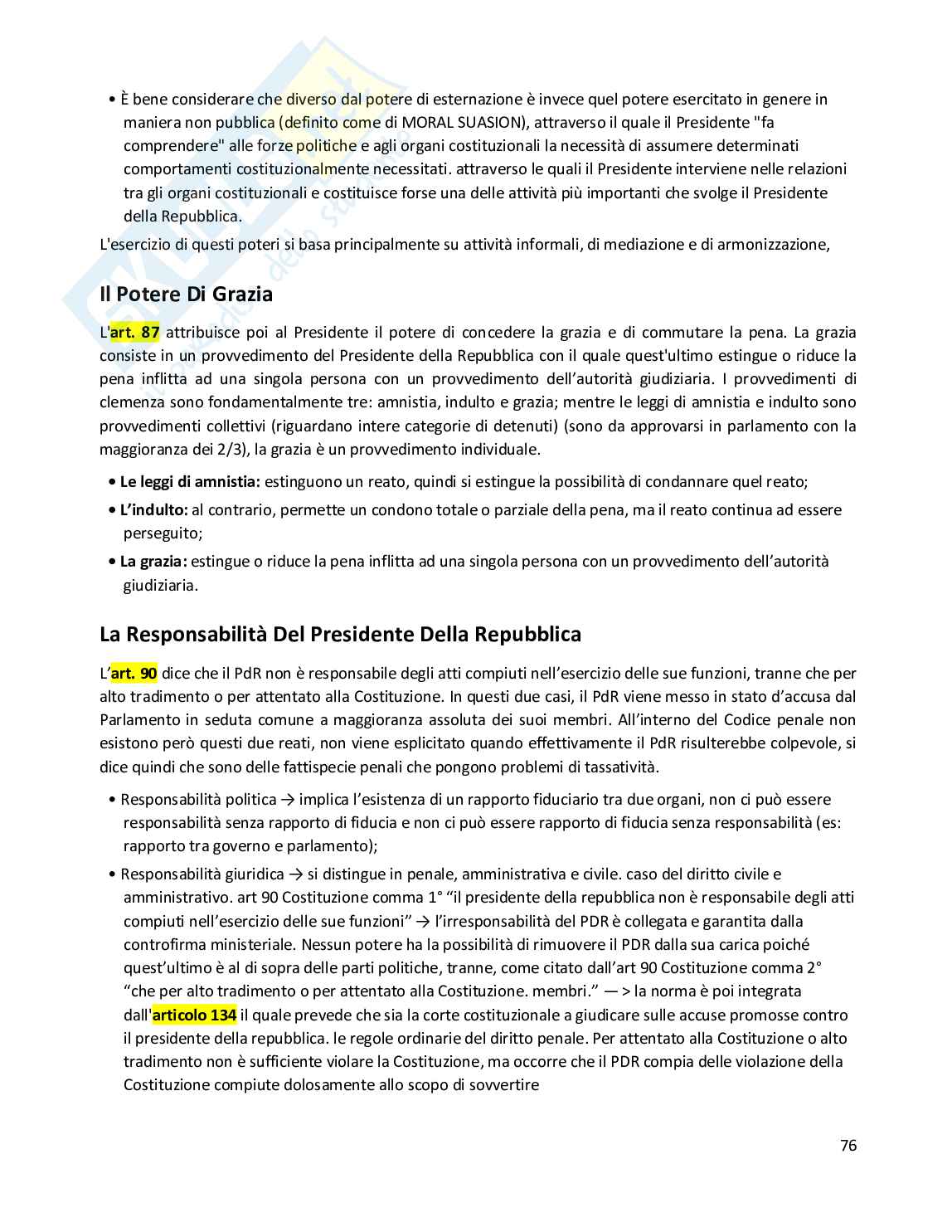 Riassunto esame Diritto costituzionale, Prof. Randazzo Barbara, libro consigliato Diritto costituzionale , Pisaneschi Pag. 76