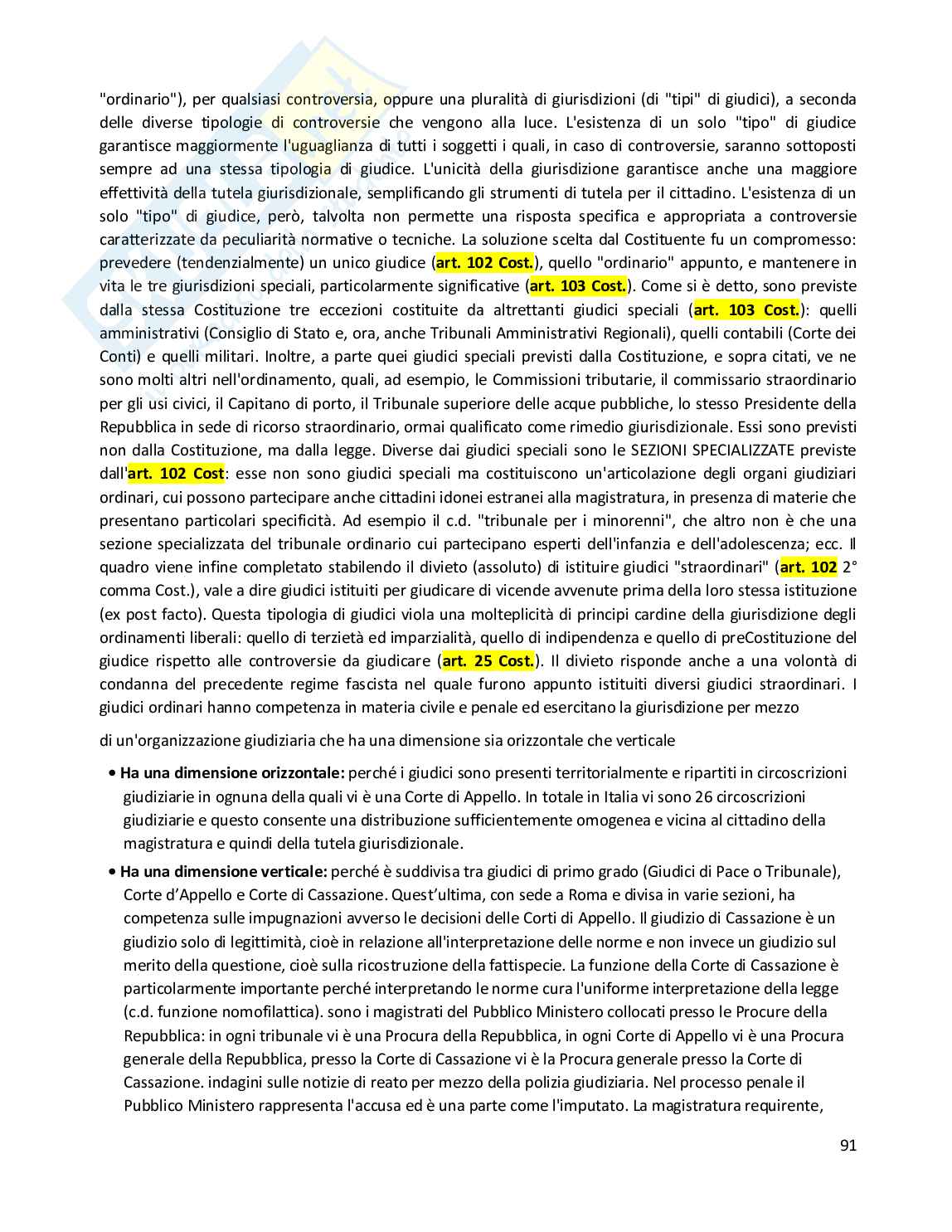 Riassunto esame Diritto costituzionale, Prof. Randazzo Barbara, libro consigliato Diritto costituzionale , Pisaneschi Pag. 91