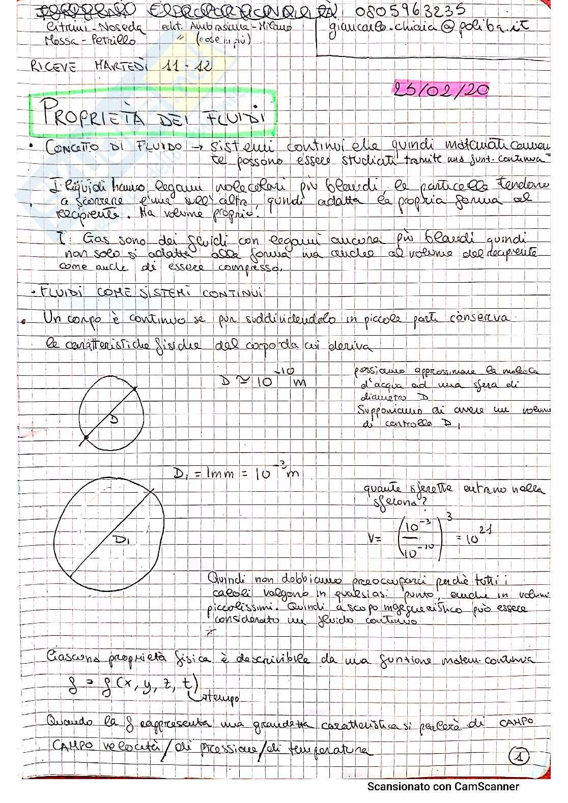 Proprietà dei Fluidi - Teorema di Bernoulli Pag. 1