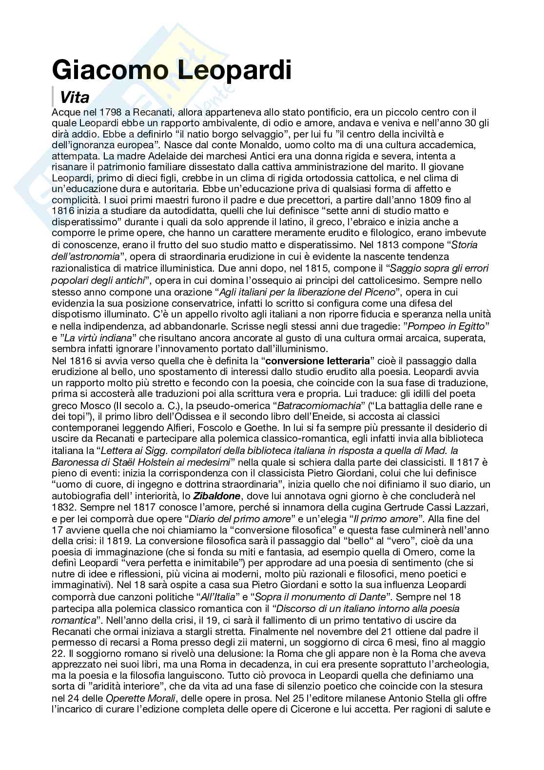 Giacomo Leopardi  Pag. 1