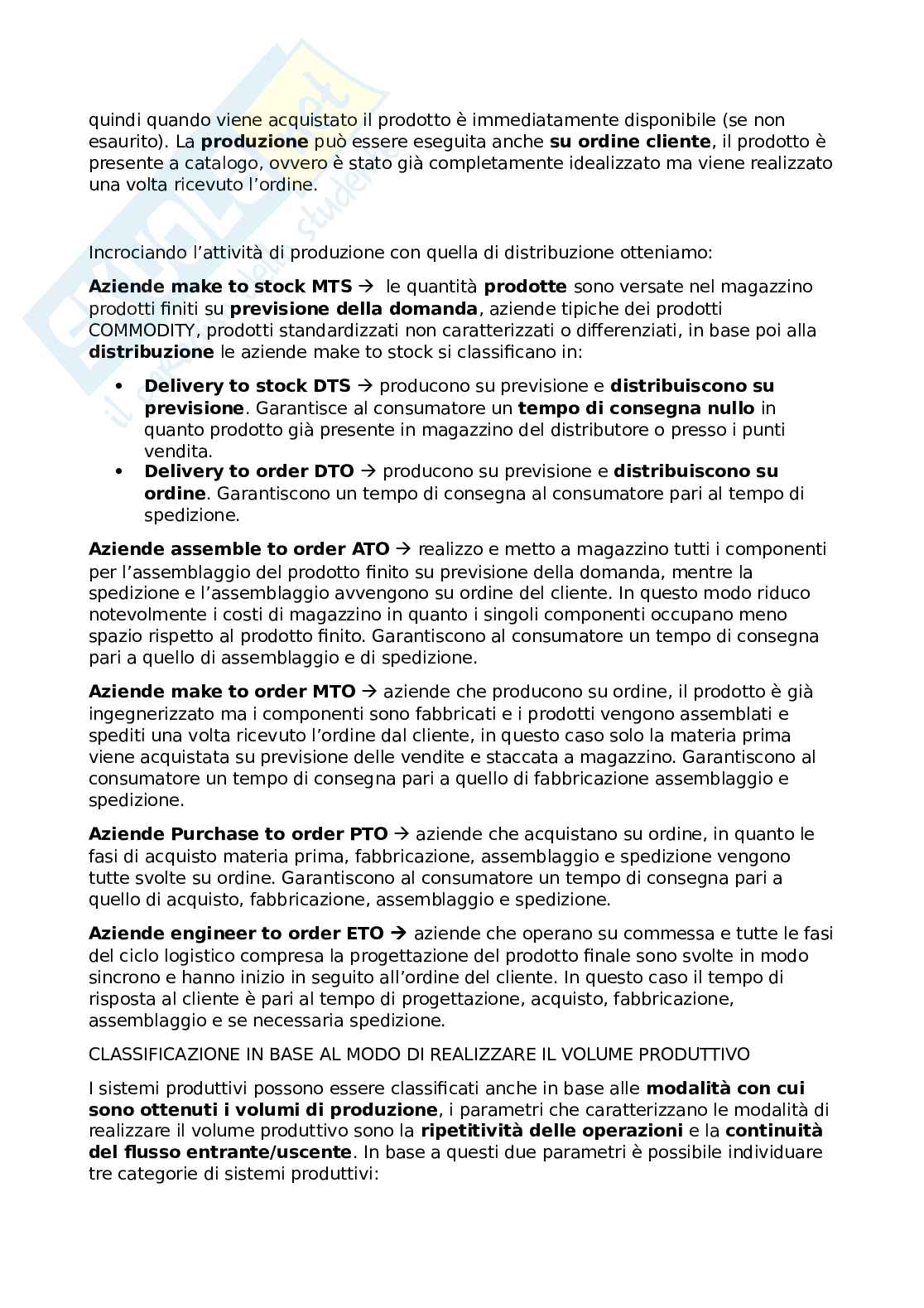 Riassunto esame Gestione della produzione, Prof. Romagnoli Giovanni, libro consigliato Sistemi di gestione della produzione, De Toni, Panizzolo Pag. 2