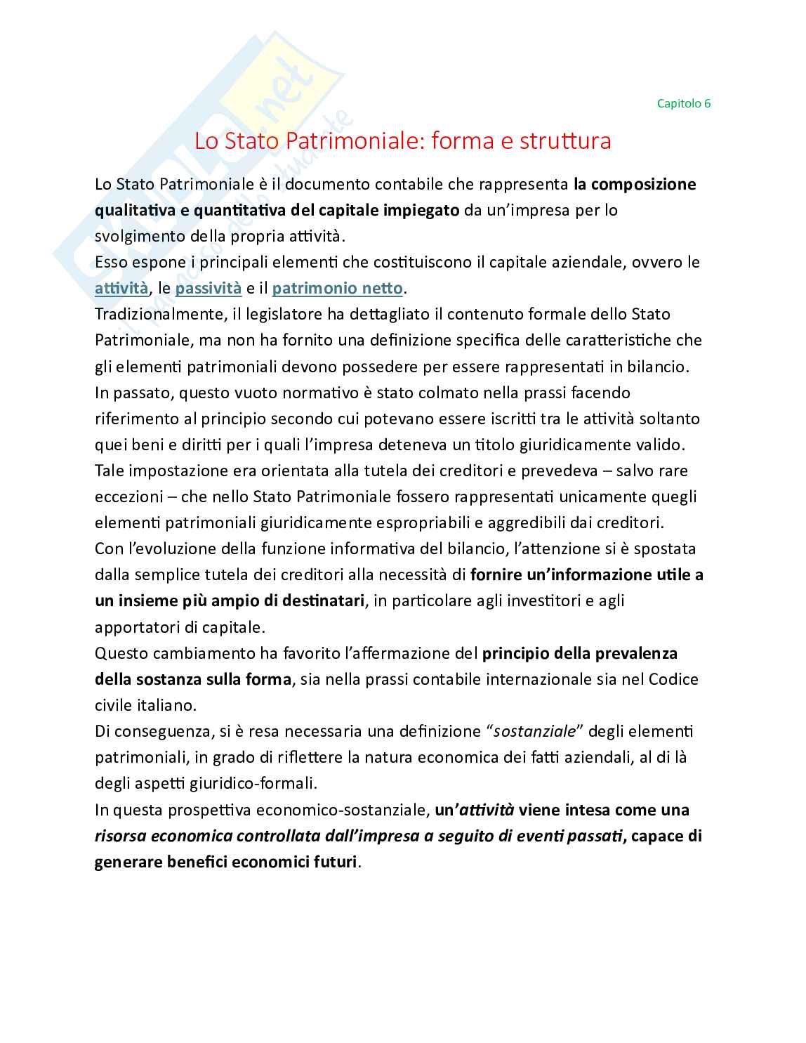 Bilancio e analisi economico-finanziaria - Teoria, parte 2 - Lo stato patrimoniale Pag. 1