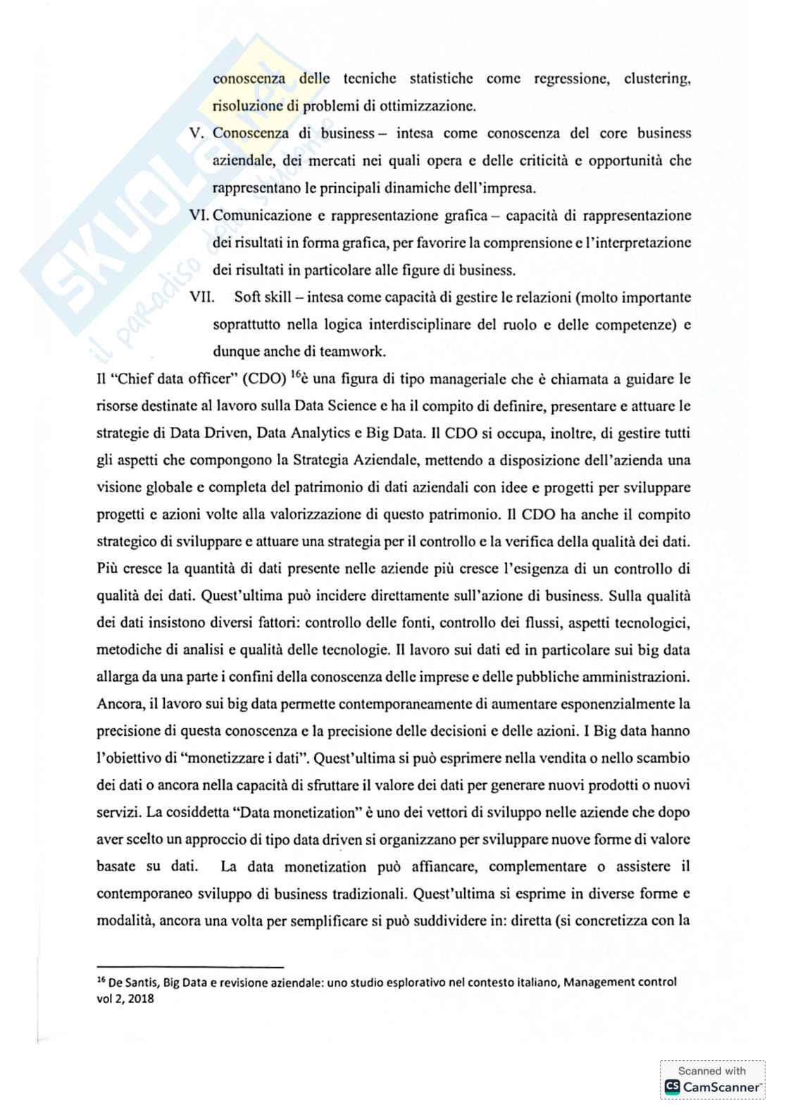Riassunto esame Economia aziendale, Prof. Mancini Daniela, libro consigliato Big data analyst: il manuale del data scientist, Rezzani Pag. 11