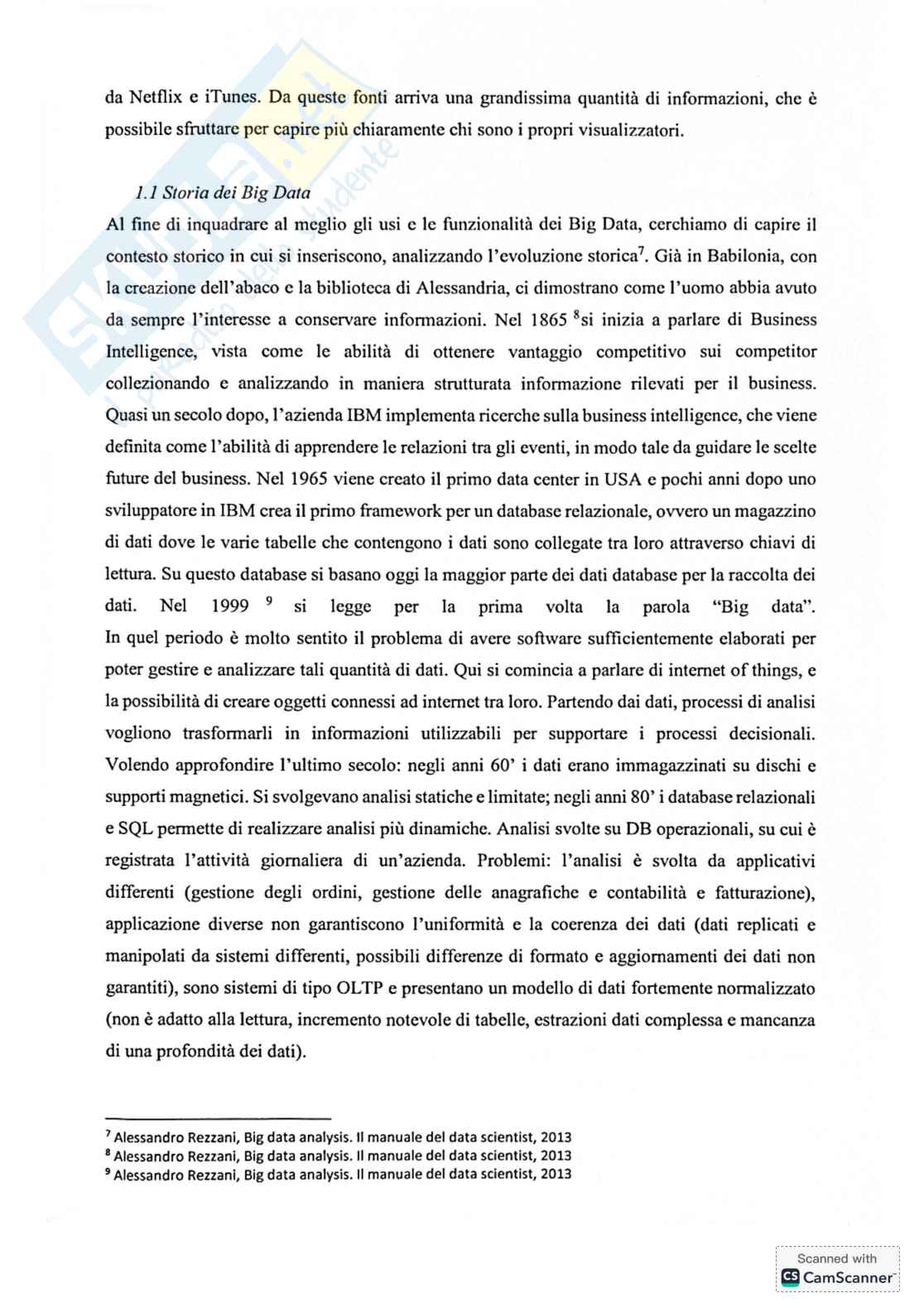 Riassunto esame Economia aziendale, Prof. Mancini Daniela, libro consigliato Big data analyst: il manuale del data scientist, Rezzani Pag. 6