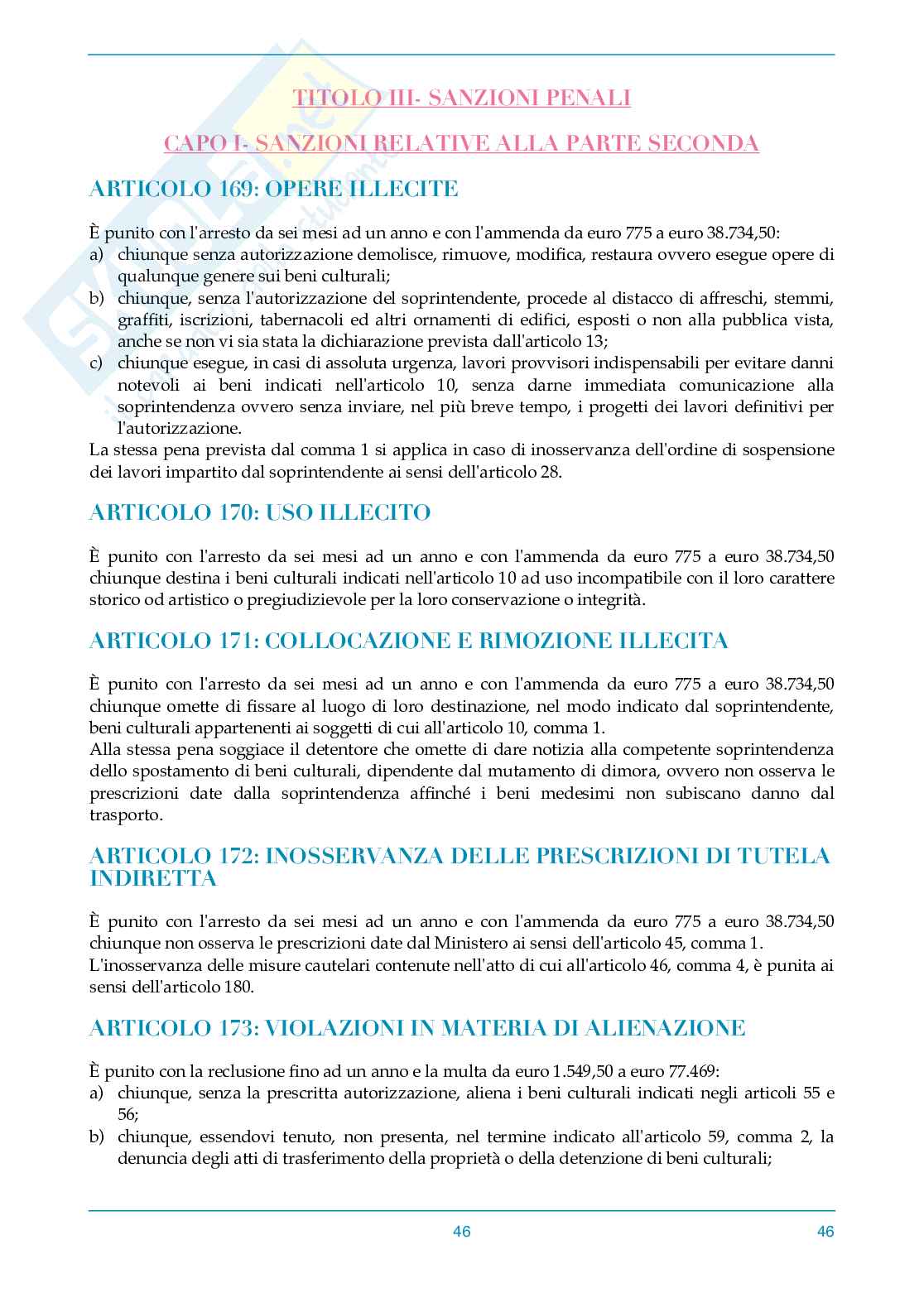 Riassunto Codice Dei Beni Culturali E Del Paesaggio