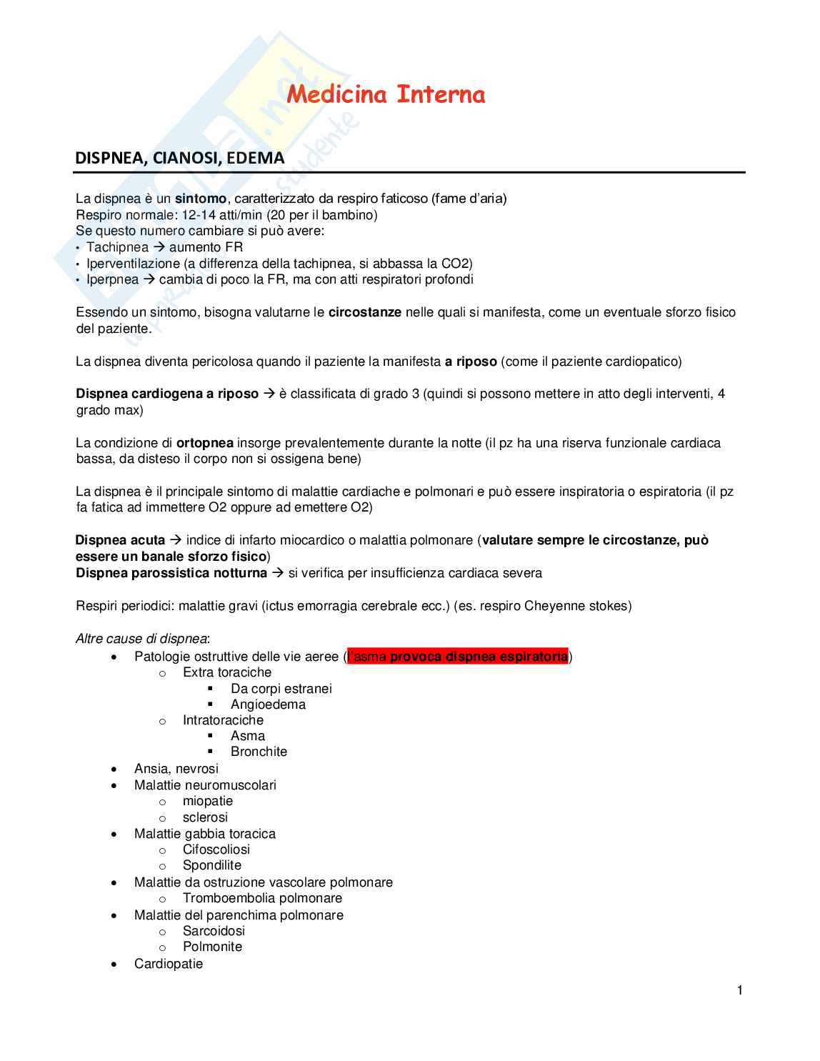 Modulo di Medicina Interna Pag. 1