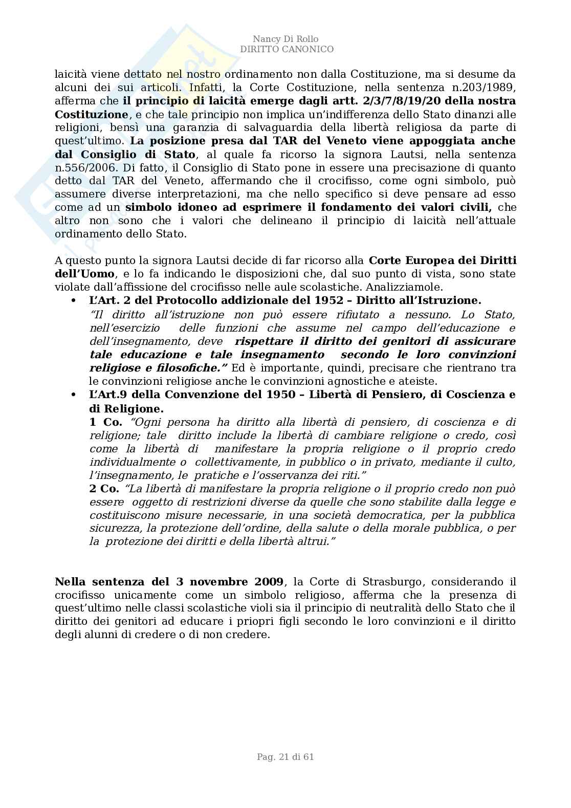 Appunti Lezione, Diritto Canonico, prof. Milani Pag. 21
