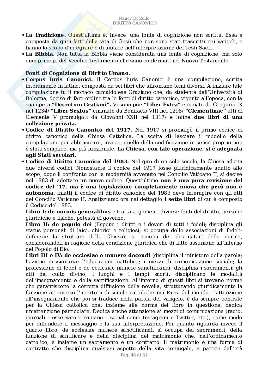 Appunti Lezione, Diritto Canonico, prof. Milani Pag. 46