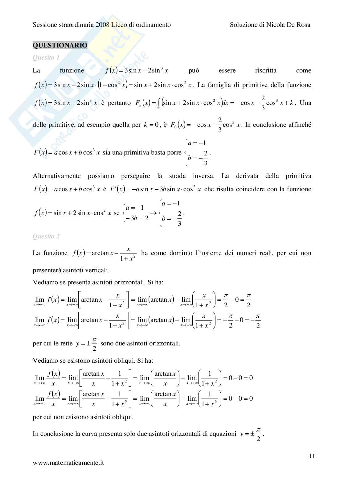 2008. Liceo scientifico di ordinamento sessione straordinaria Pag. 11