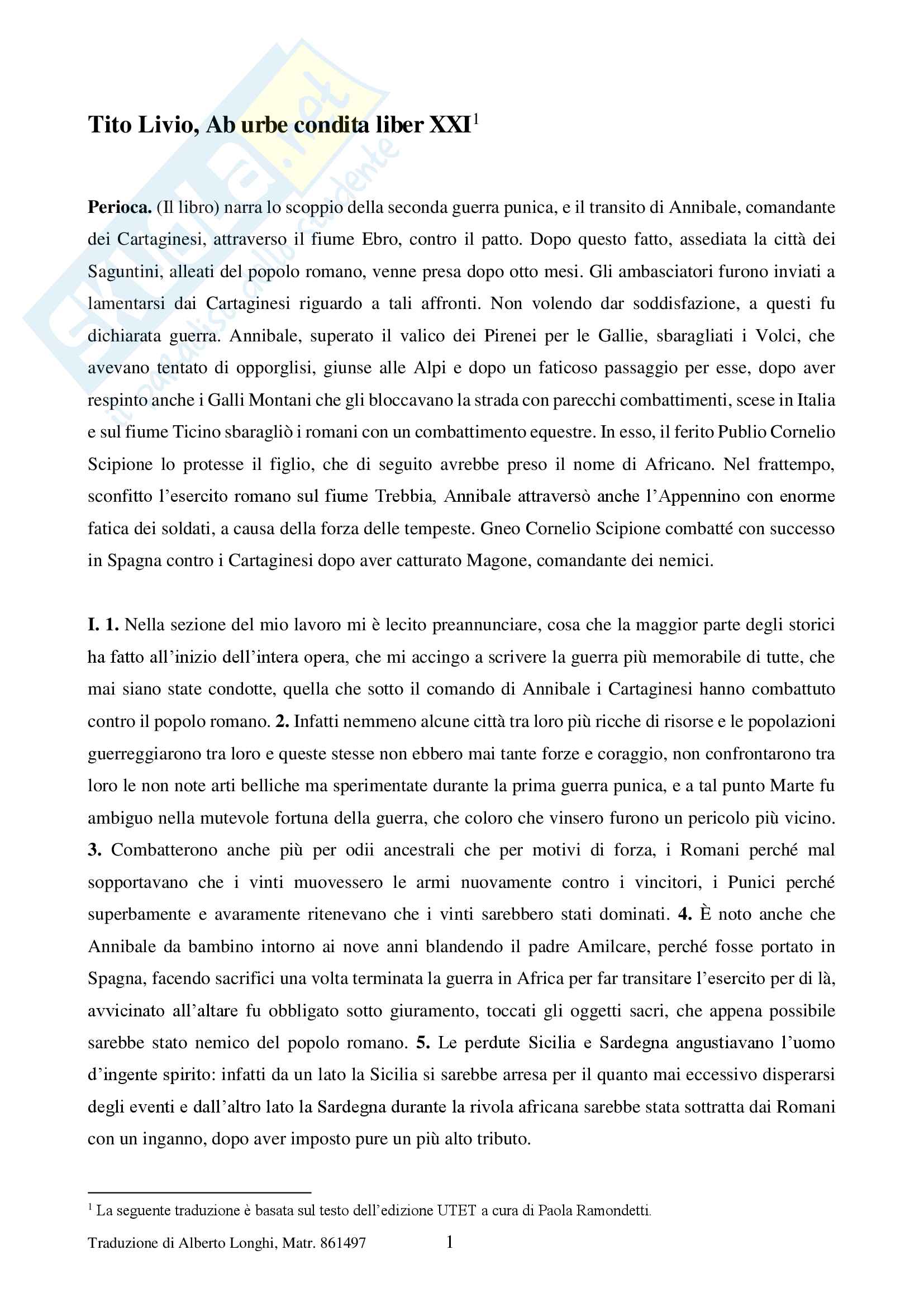 Libro Xxi Di Tito Livio Appunti Di Letteratura Latina