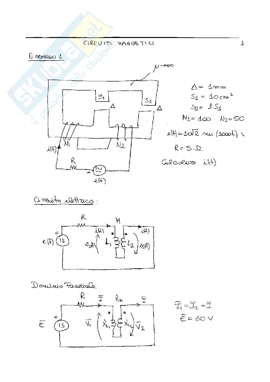 Esercizi di Elettrotecnica e macchine elettriche sui circuiti magnetici  Pag. 16
