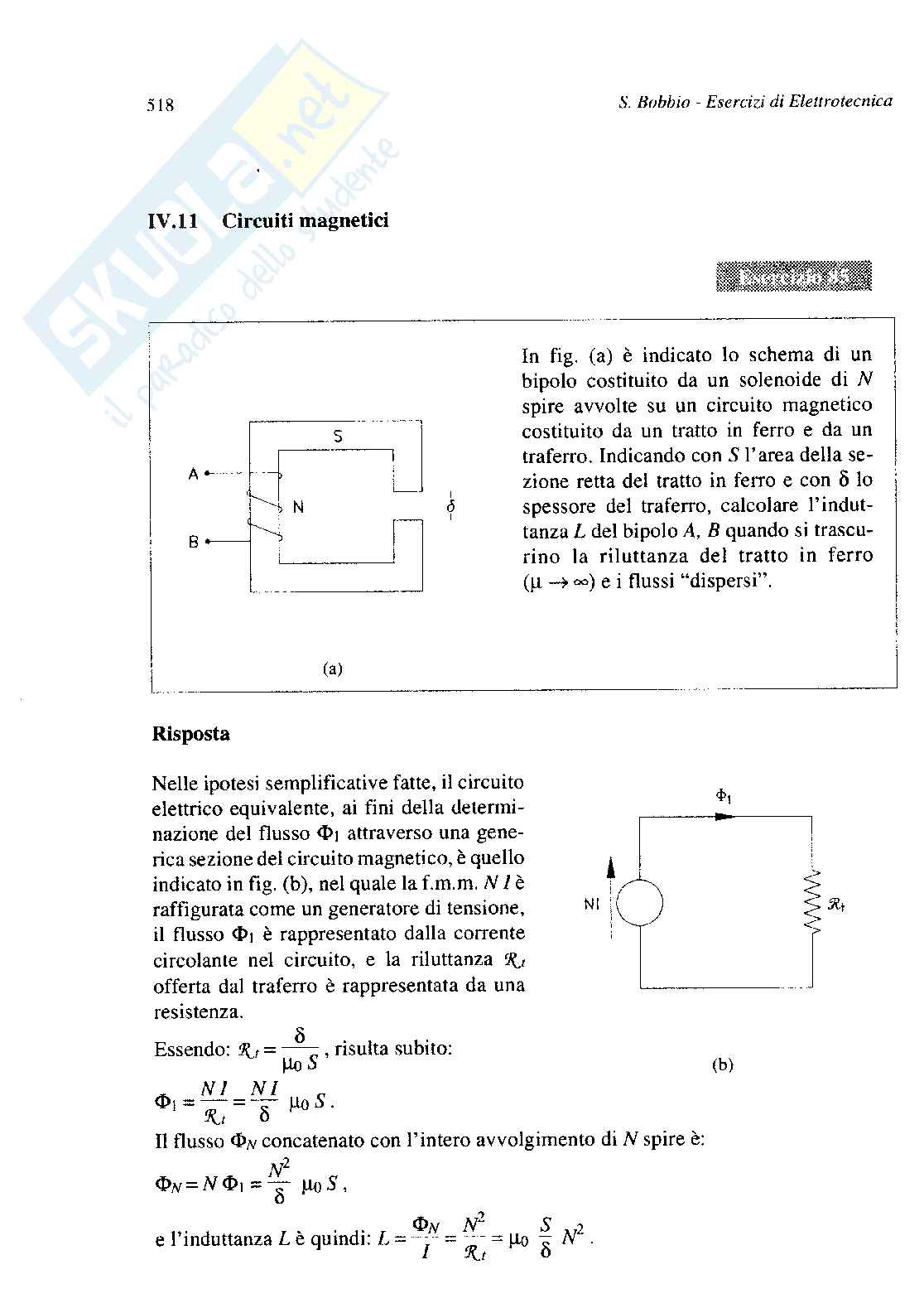 Esercizi di Elettrotecnica e macchine elettriche sui circuiti magnetici  Pag. 2