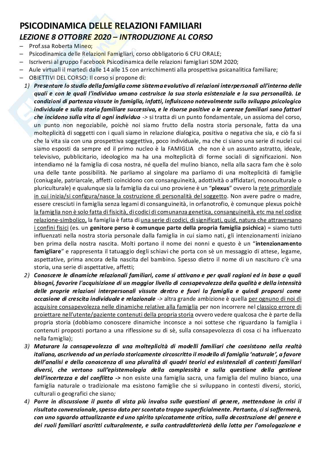 Psicodinamica delle relazioni familiari Pag. 1