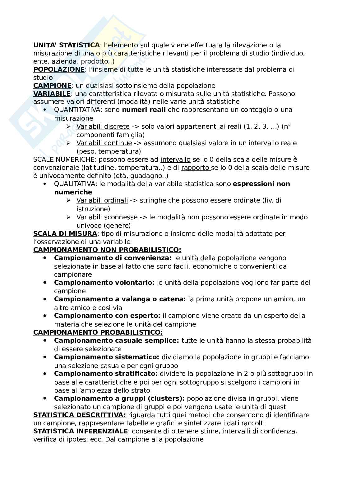 Appunti di Statistica Pag. 1