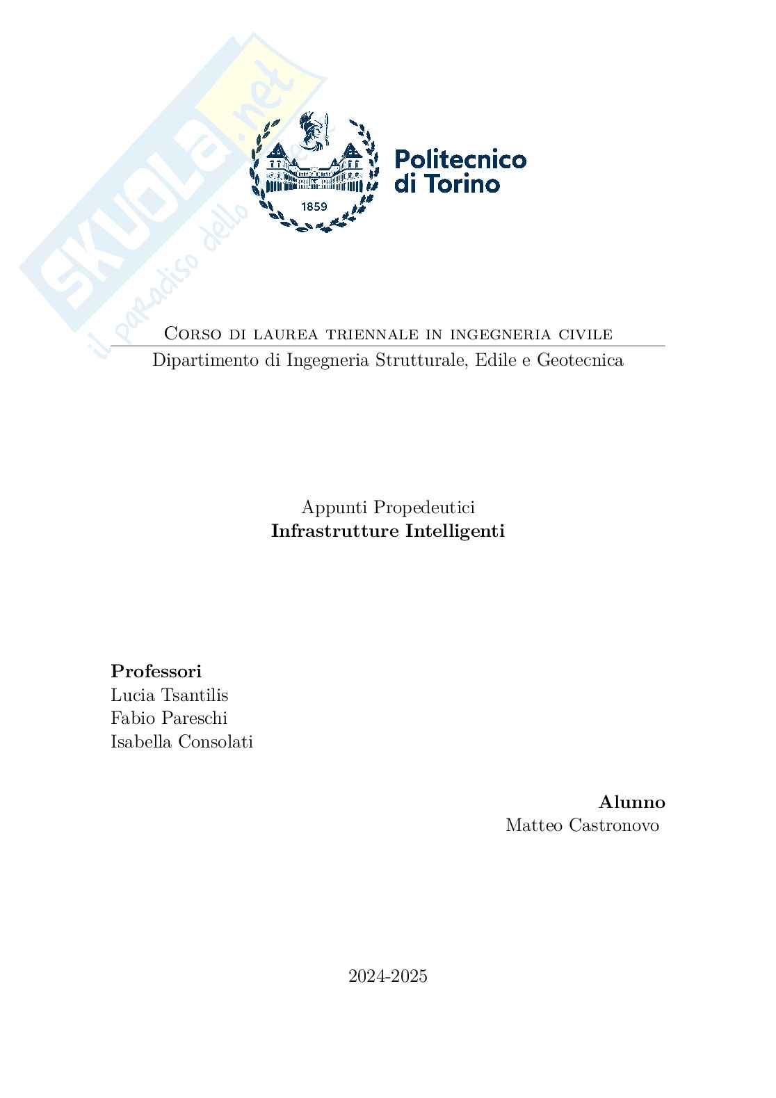 Appunti di Infrastrutture intelligenti Pag. 1