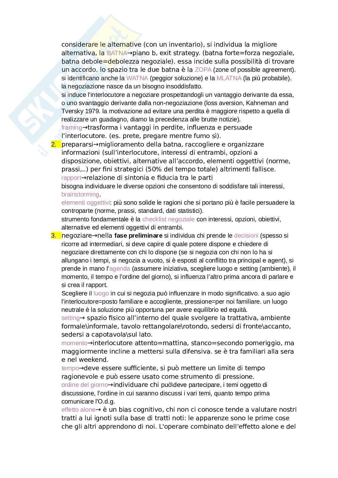 Teorie e tecniche della negoziazione  Pag. 2