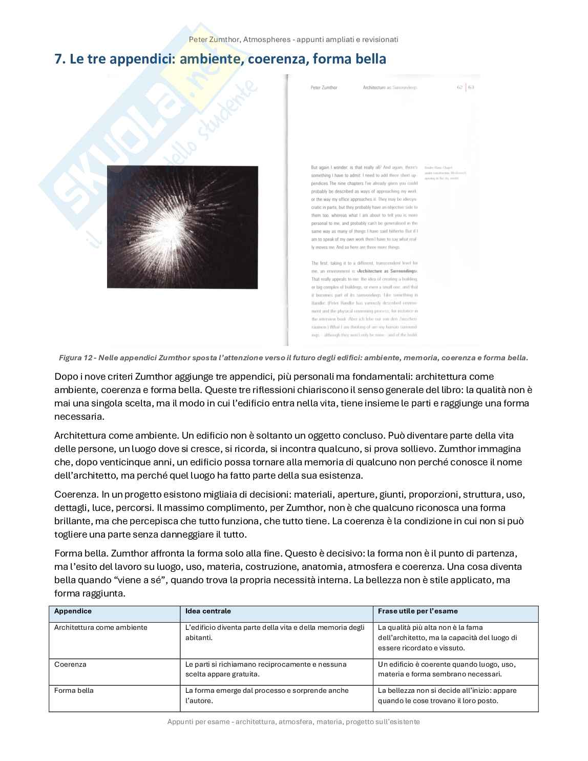 Riassunto esame Fondamenti di conservazione dell'edilizia storica, Prof. Panzani Giulio, libro consigliato Atmospheres Architectural Environments. Surrounding Objects, Zumthor Pag. 16