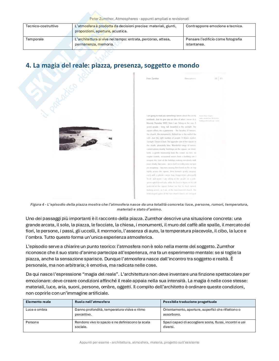 Riassunto esame Fondamenti di conservazione dell'edilizia storica, Prof. Panzani Giulio, libro consigliato Atmospheres Architectural Environments. Surrounding Objects, Zumthor Pag. 6