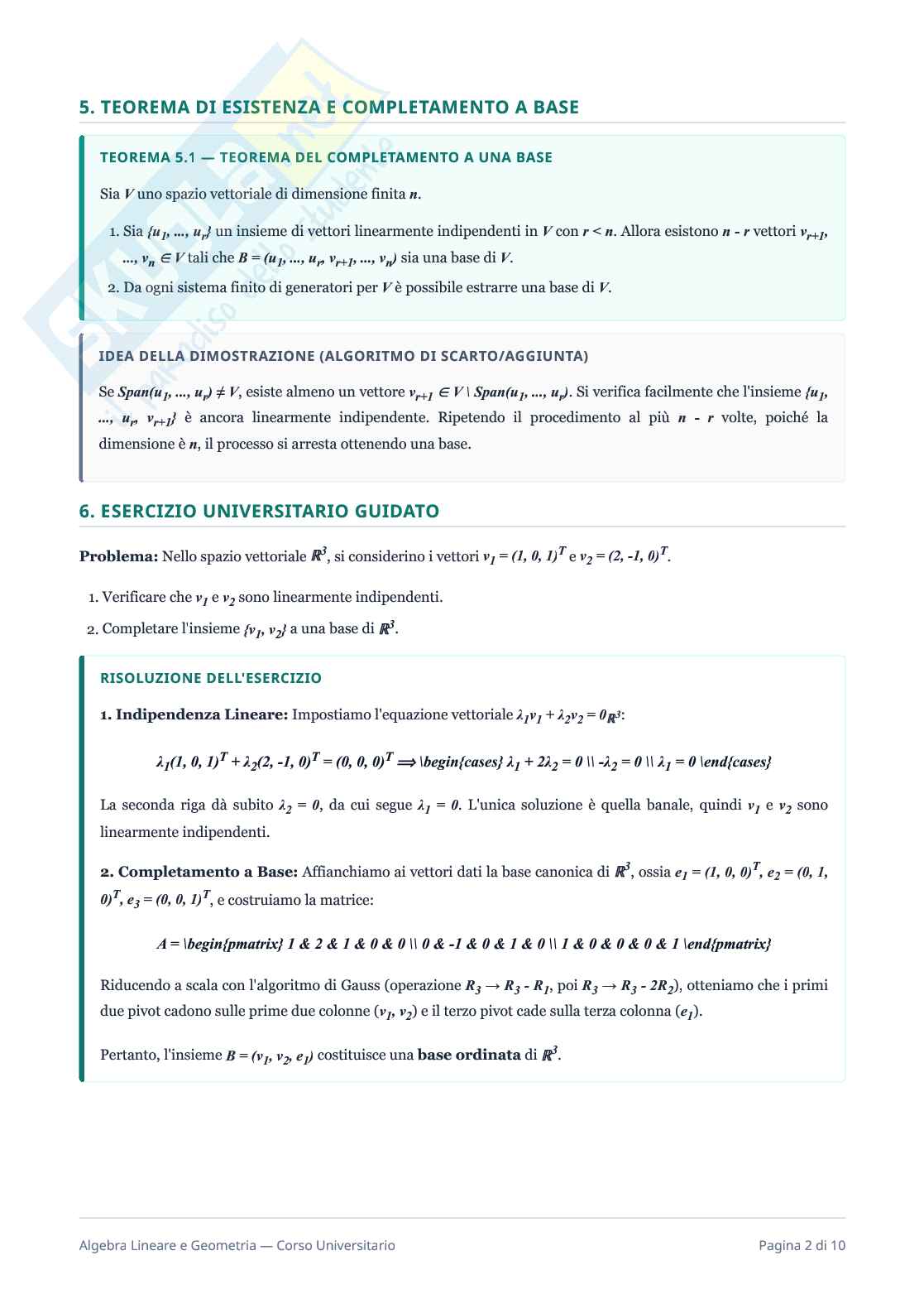 Algebra Lineare e Geometria - Corso completo (Parte I) Pag. 2