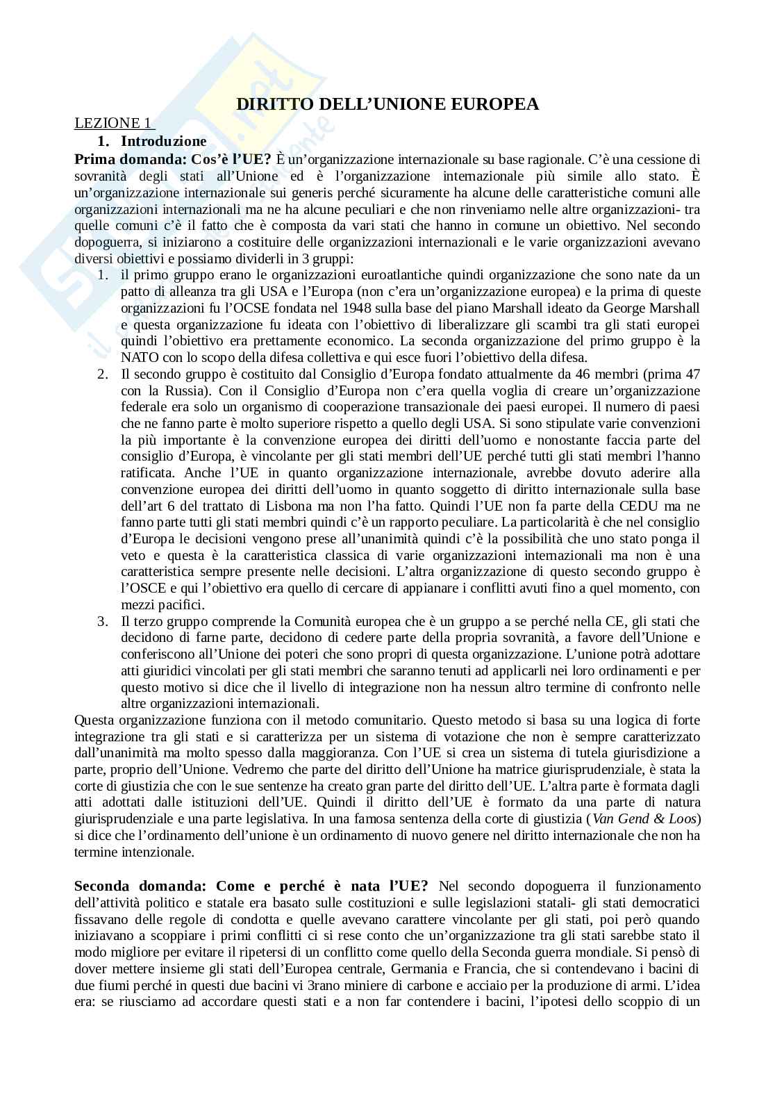 Appunti di Diritto dell'Unione Europea Pag. 1