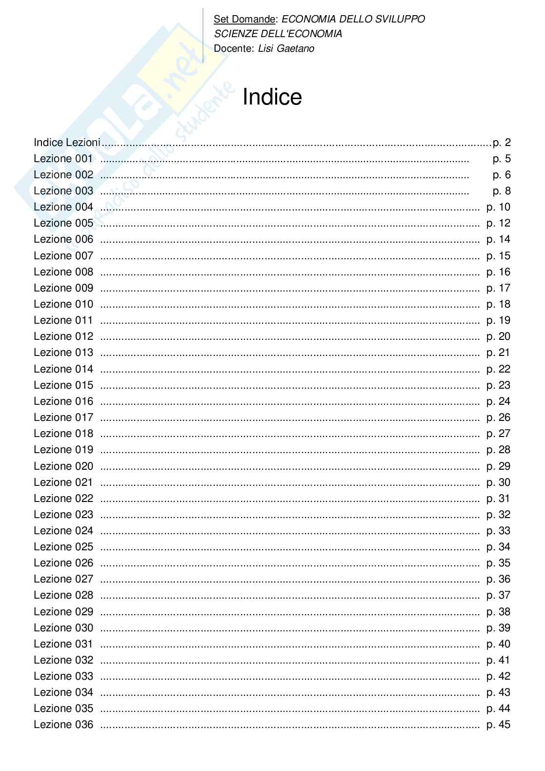 Paniere domande chiuse di Economia dello sviluppo Pag. 2