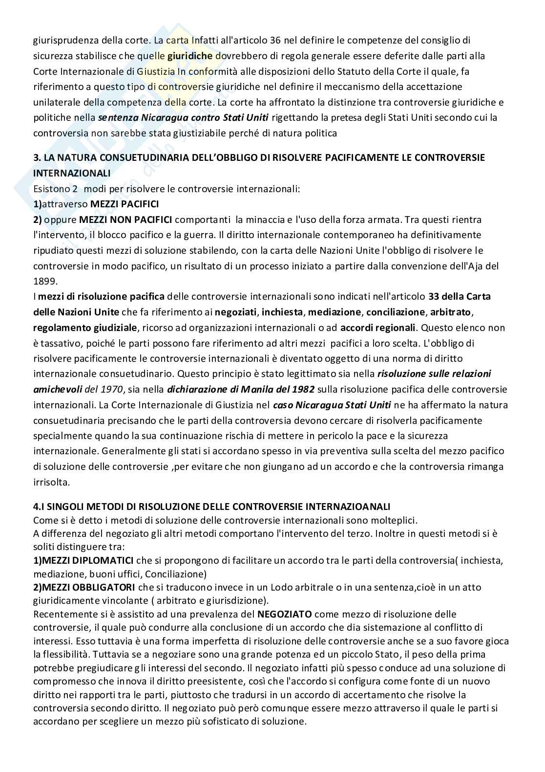 Riassunto esame Diritto Internazionale, Prof. Mancini Marina, libro consigliato Diritto internazionale, riferimento capitolo 11, Ronzitti  Pag. 2