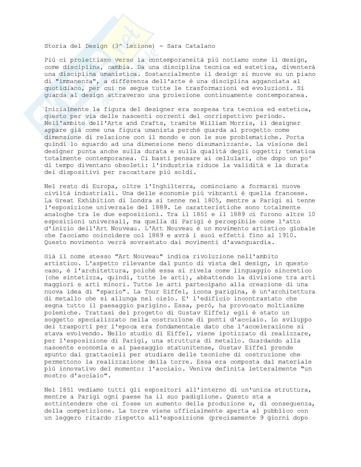 Lezione 3 di Storia del design Pag. 1